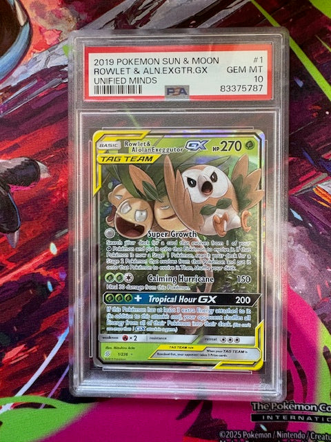 Rowlet & Alolan Exeggutor GX #1 PSA 10